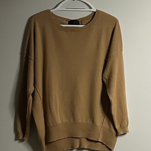 Nili Lotan Cashmere Scoop Neck Sweater in Brown Color Size L - Picture 3 of 5